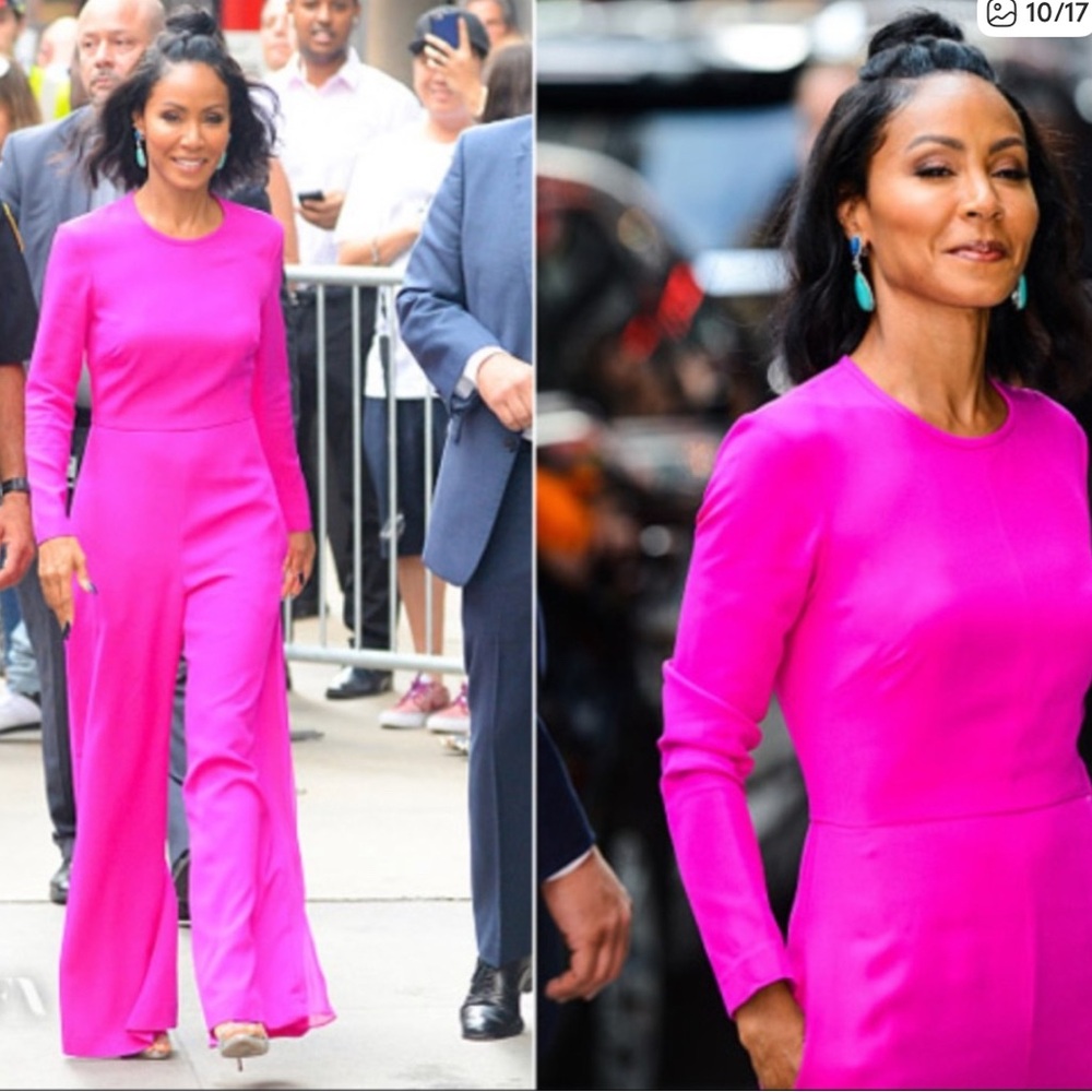 Adam Lippes Hot Pink Long-Sleeve Wide-Leg Jumpsuit - Picture 11 of 16